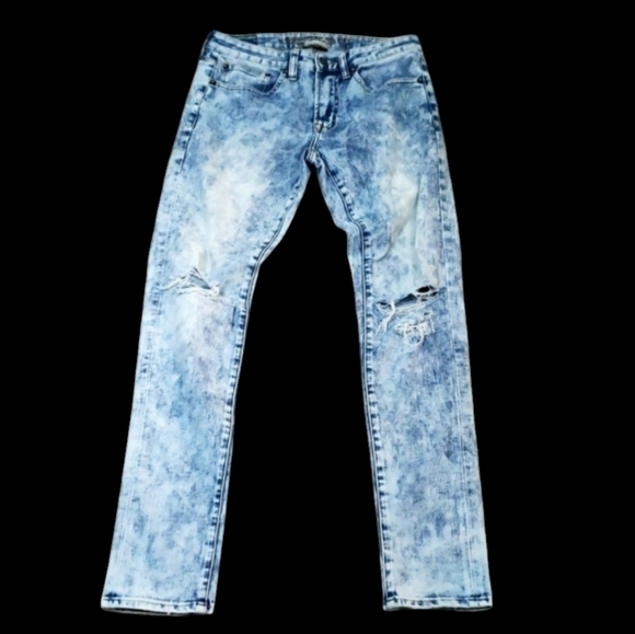 American Eagle~Men's 29/32~Blue Denim Distressed Slim Taper Jeans Extreme Flex. - Picture 12 of 14